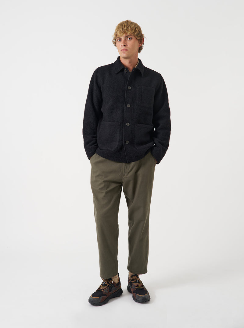 Black Wool Fleece Field Jacket