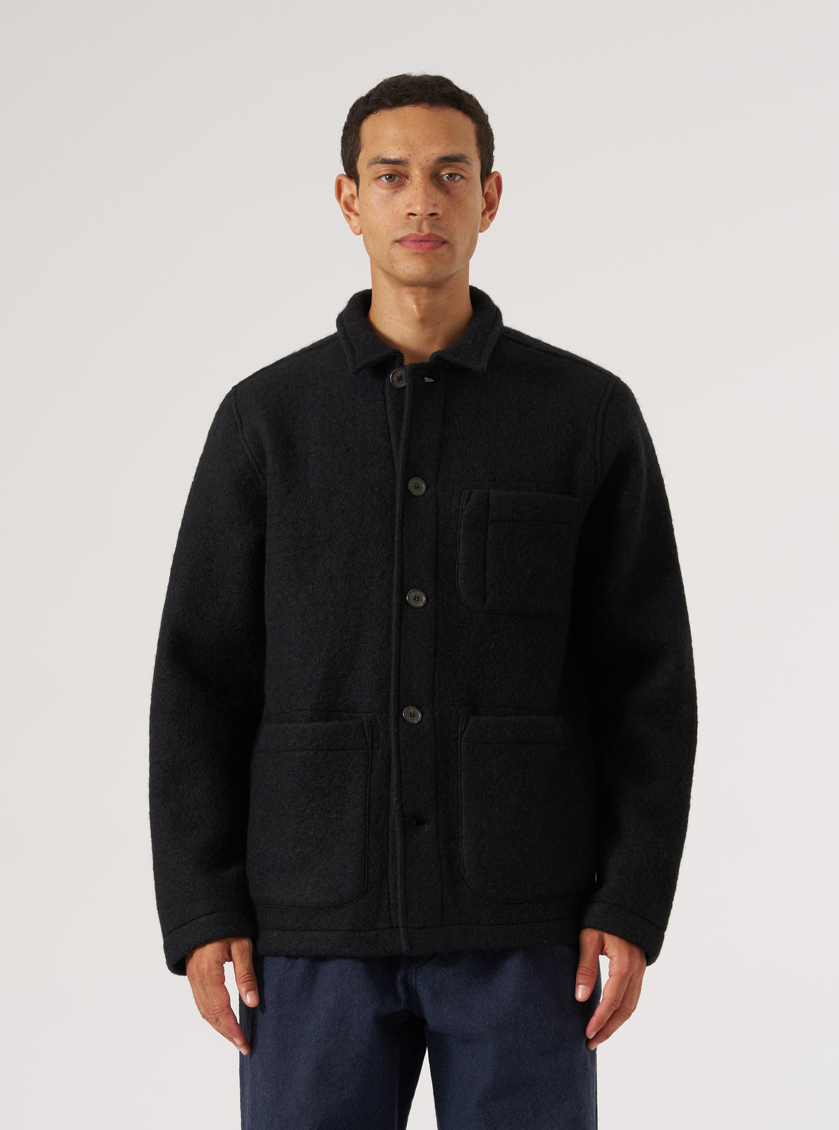 Black Wool Fleece Field Jacket