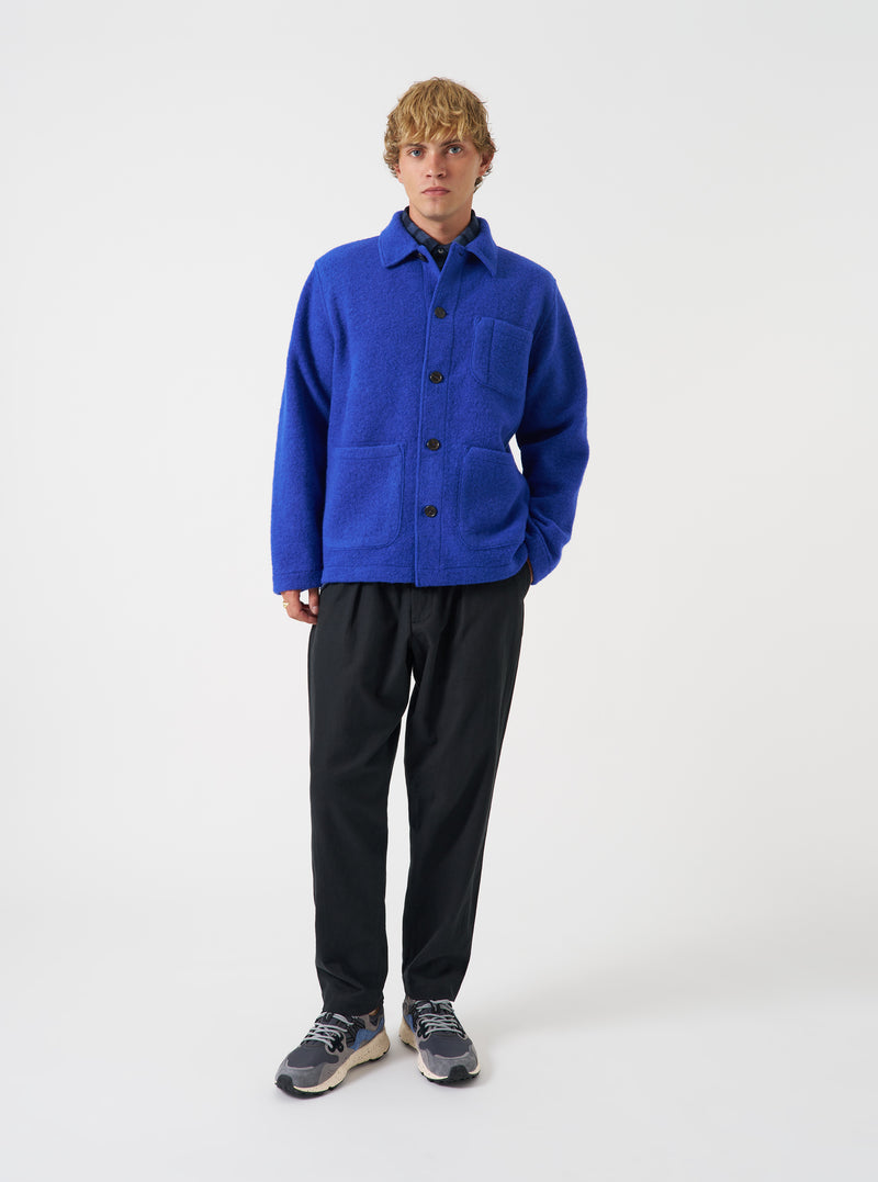 Blue Wool Fleece Field Jacket