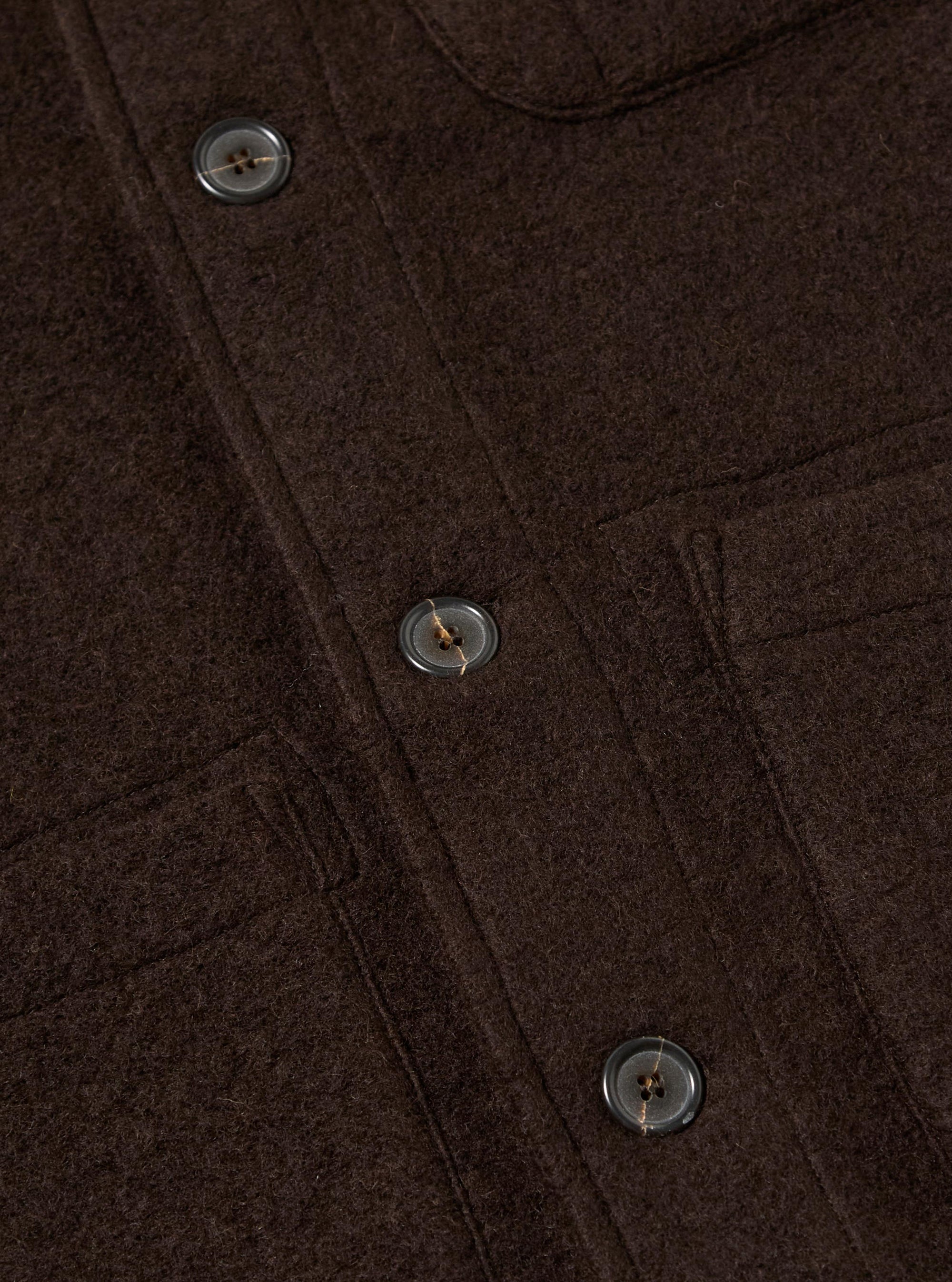 Brown Wool Fleece Field Jacket