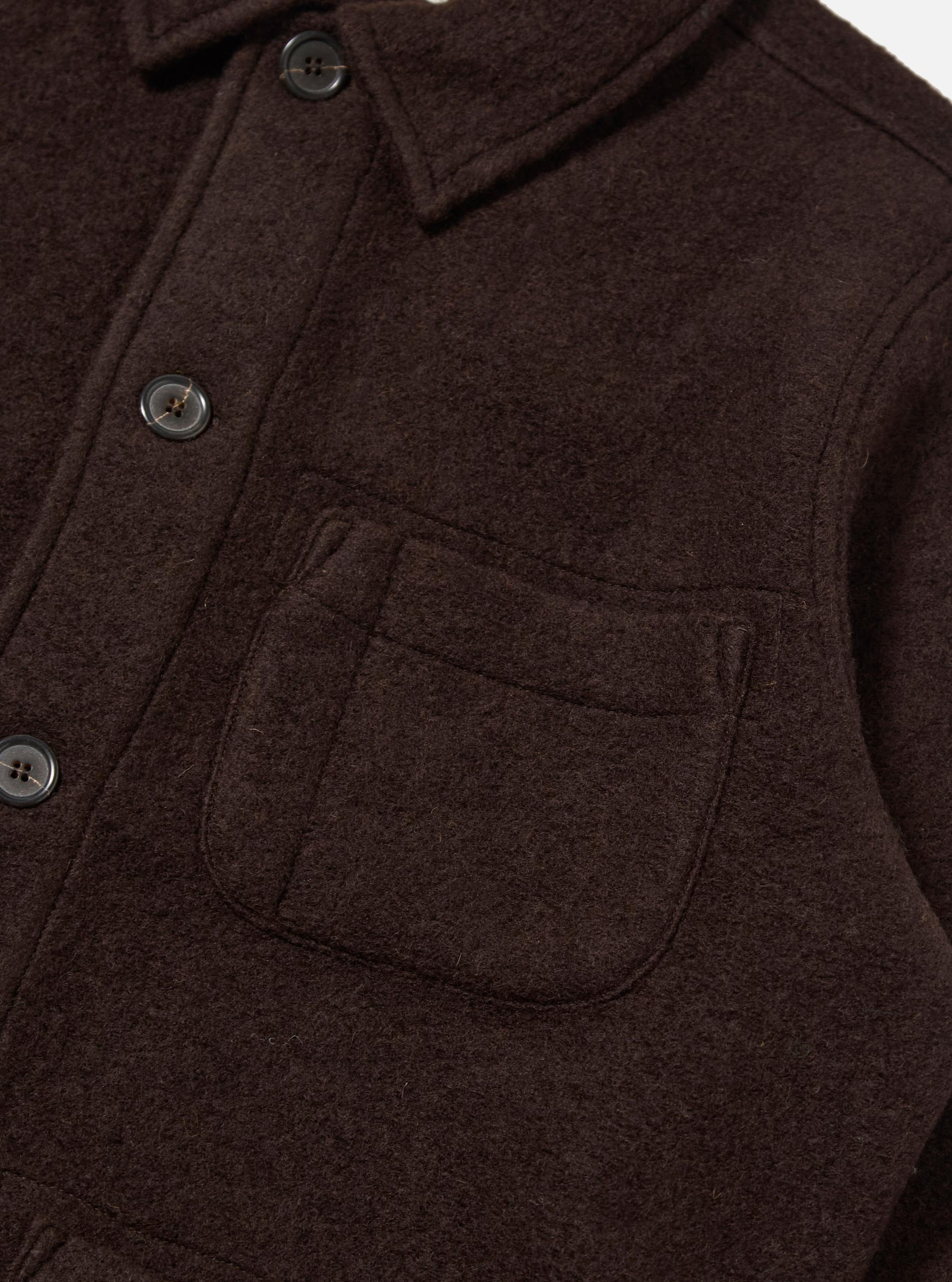Brown Wool Fleece Field Jacket