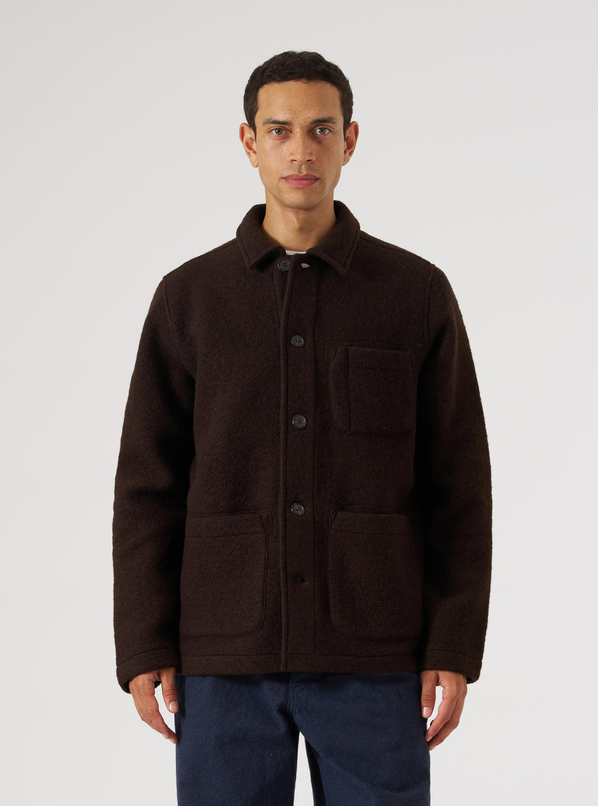 Brown Wool Fleece Field Jacket