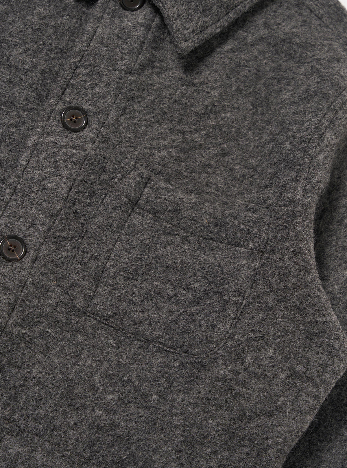 Grey Marl Wool Fleece Field Jacket
