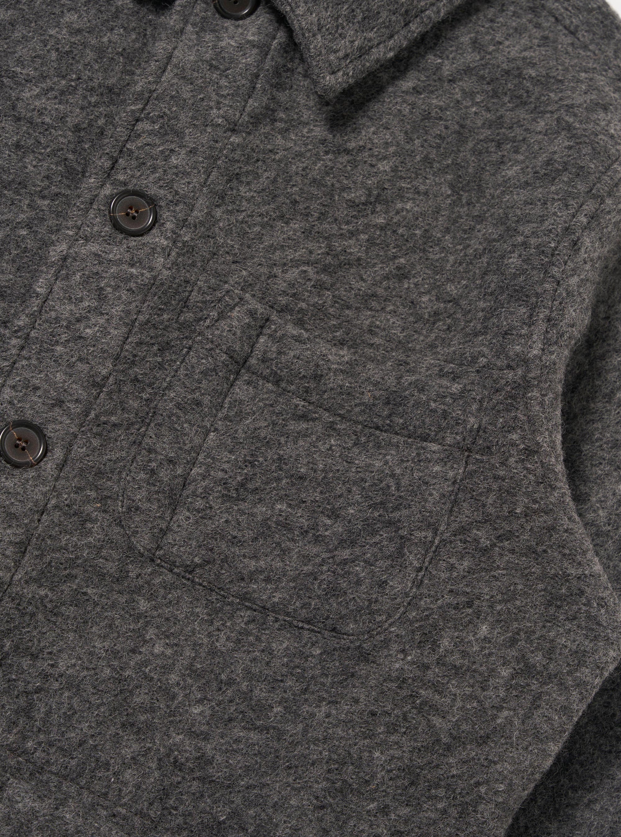 Grey Marl Wool Fleece Field Jacket