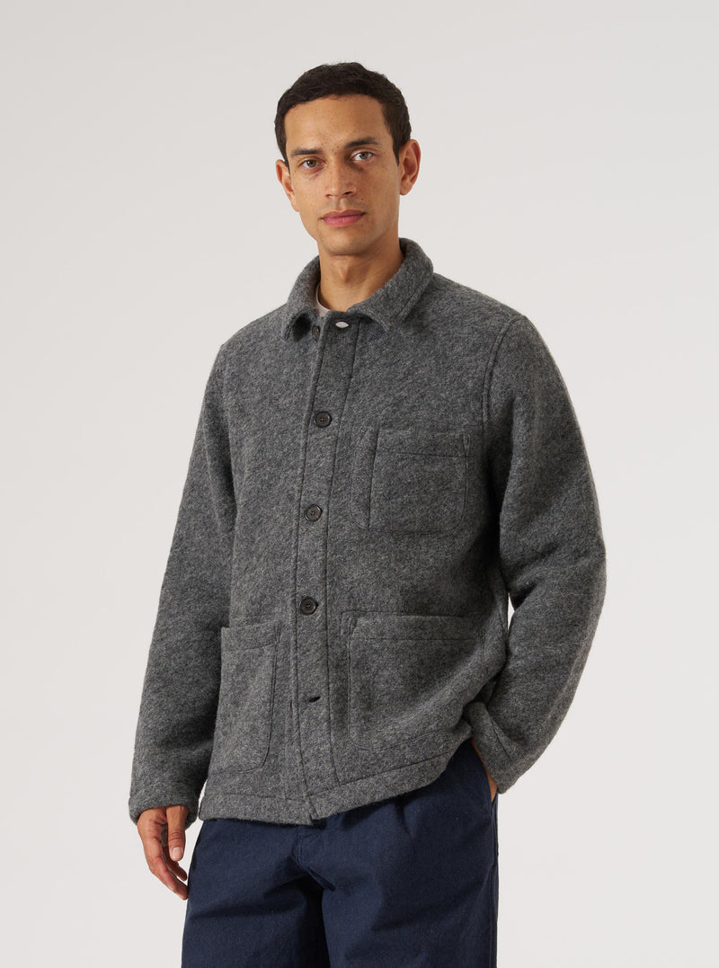 Grey Marl Wool Fleece Field Jacket