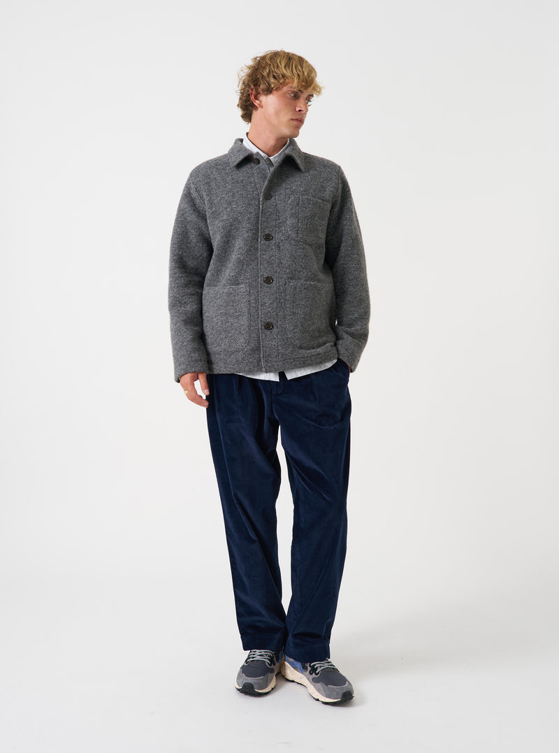 Grey Marl Wool Fleece Field Jacket