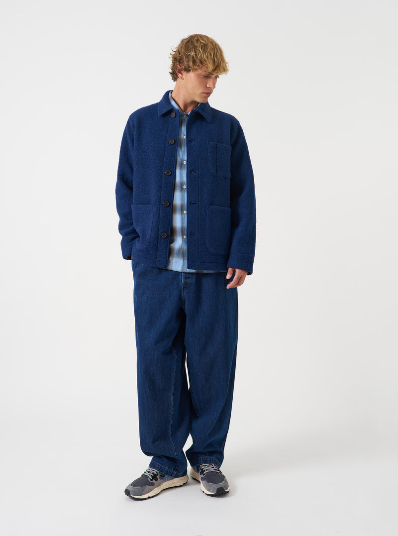 Indigo Wool Fleece Field Jacket