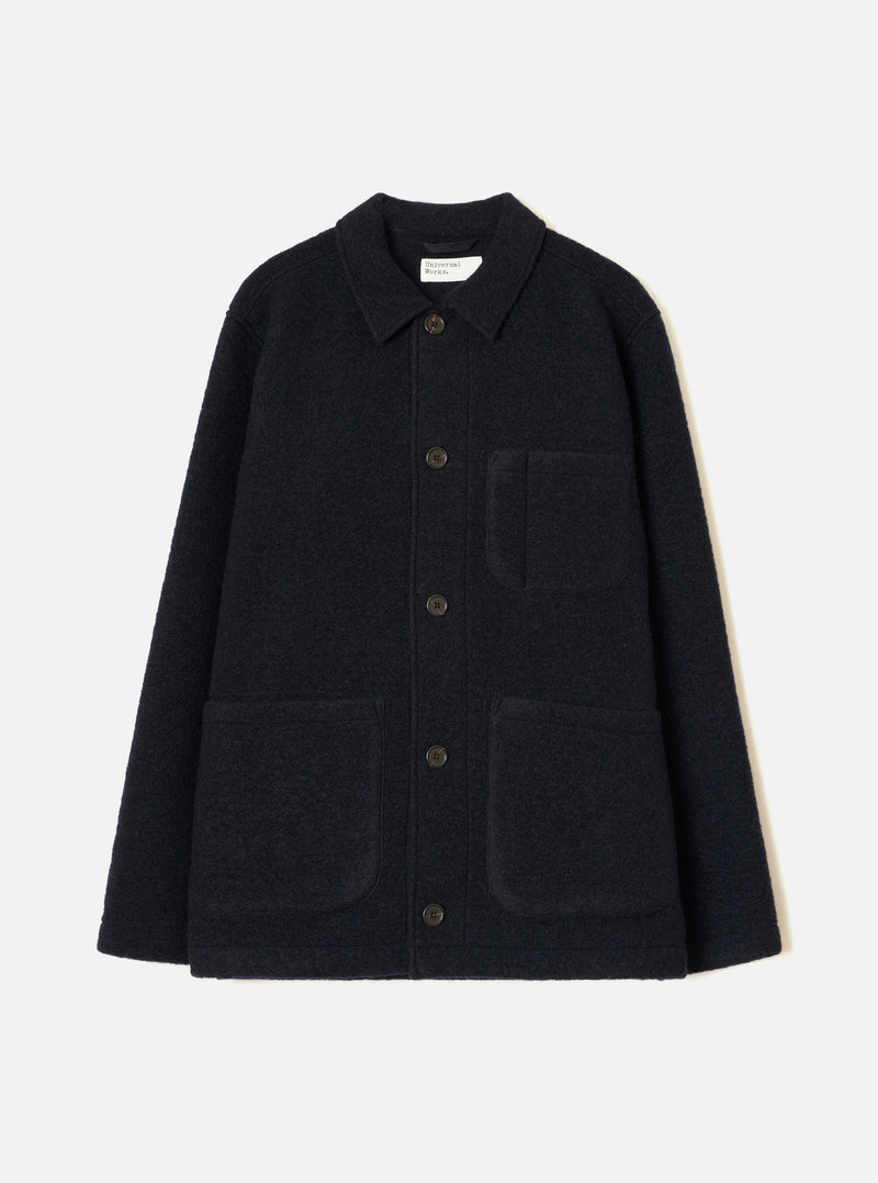 Navy Wool Fleece Field Jacket
