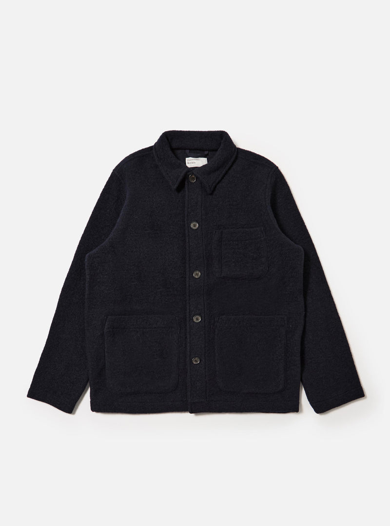 Navy Wool Fleece Field Jacket