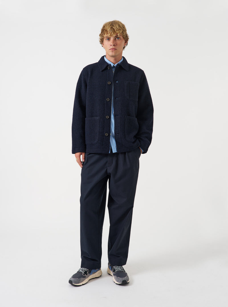 Navy Wool Fleece Field Jacket