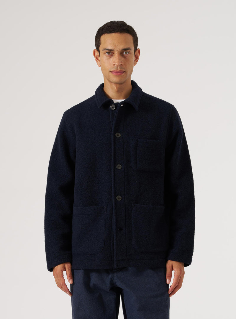 Navy Wool Fleece Field Jacket