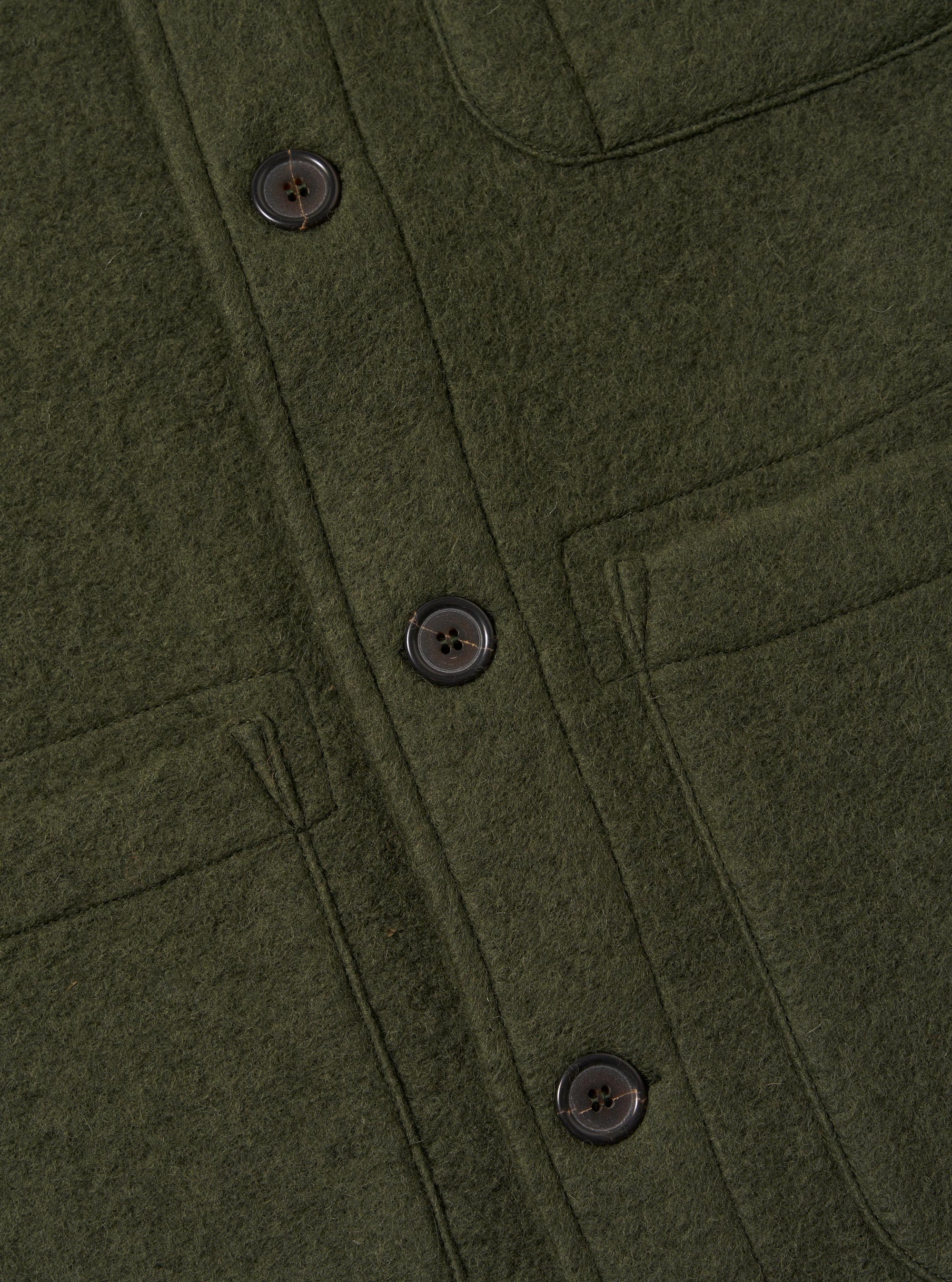 Olive Wool Fleece Field Jacket