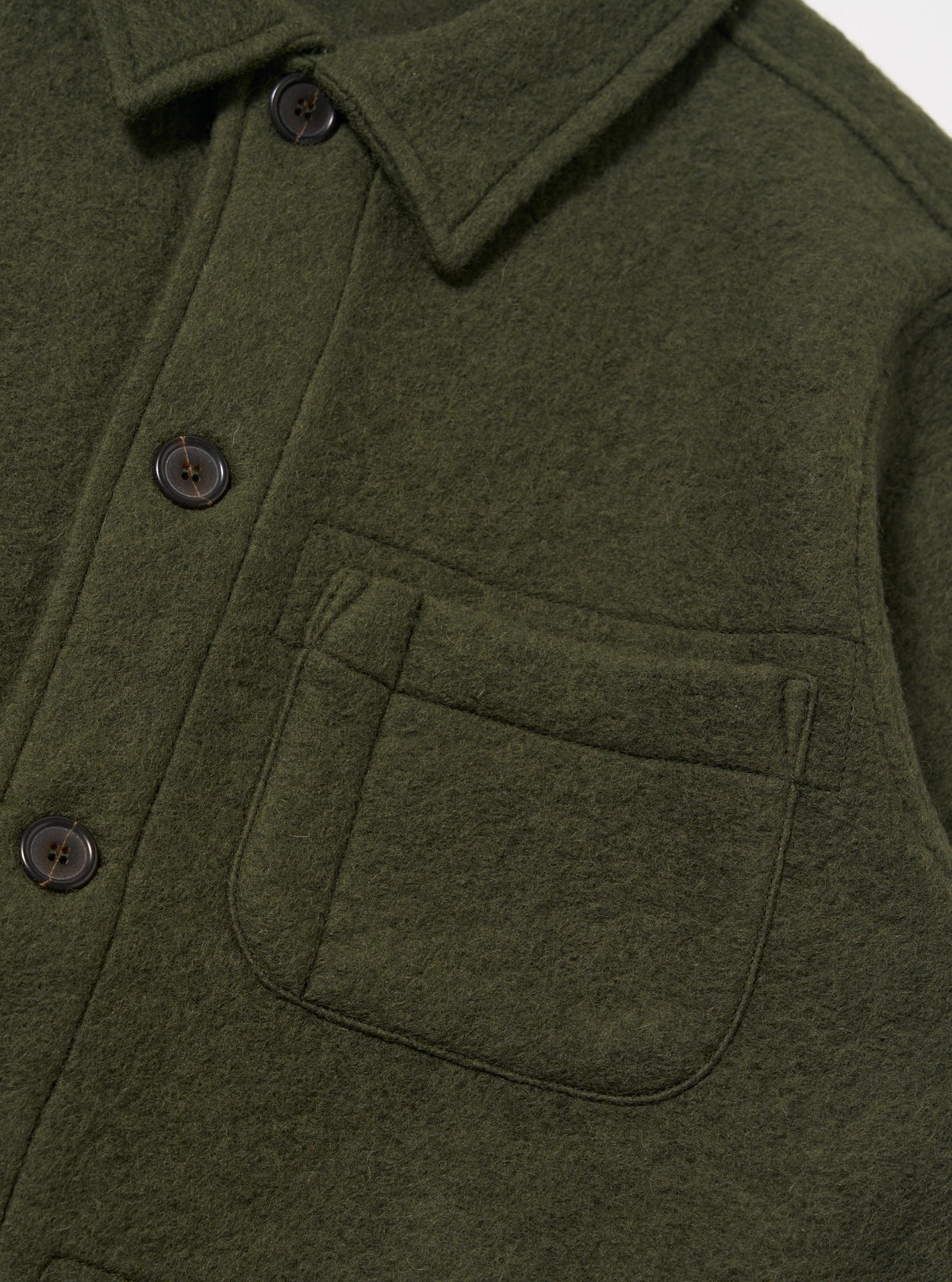 Olive Wool Fleece Field Jacket