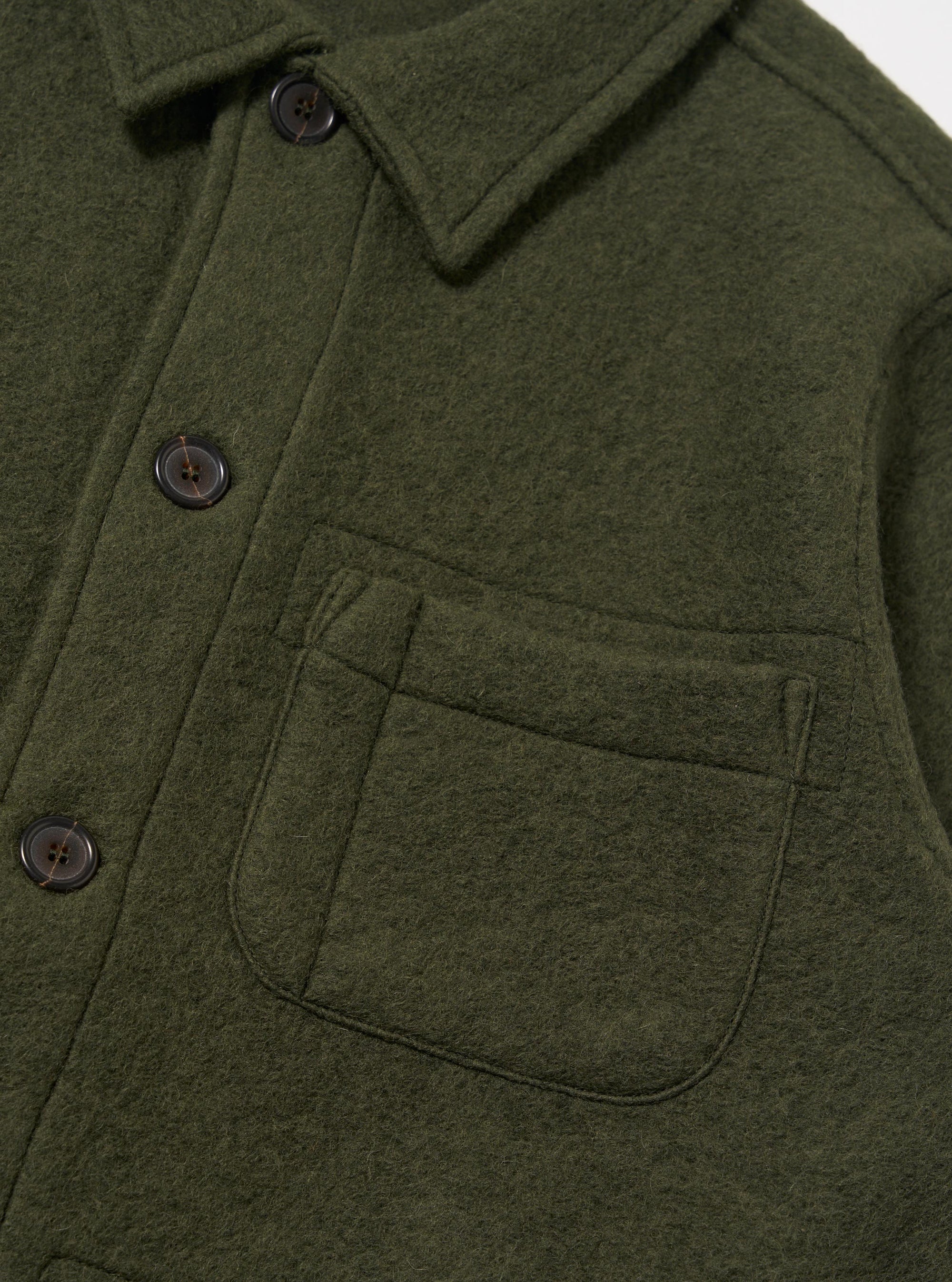 Olive Wool Fleece Field Jacket