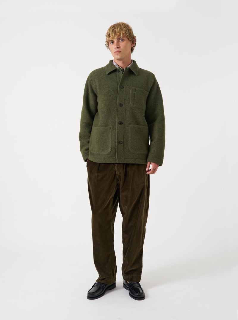 Olive Wool Fleece Field Jacket
