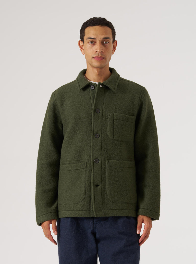 Olive Wool Fleece Field Jacket