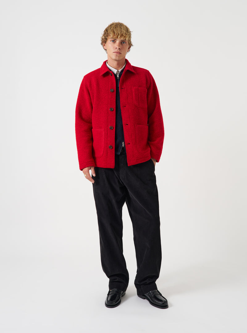 Scarlet Wool Fleece Field Jacket