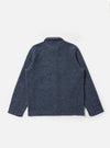 Back view of the slate blue wool fleece field jacket on a white background. The jacket has a relaxed fit and a classic design.