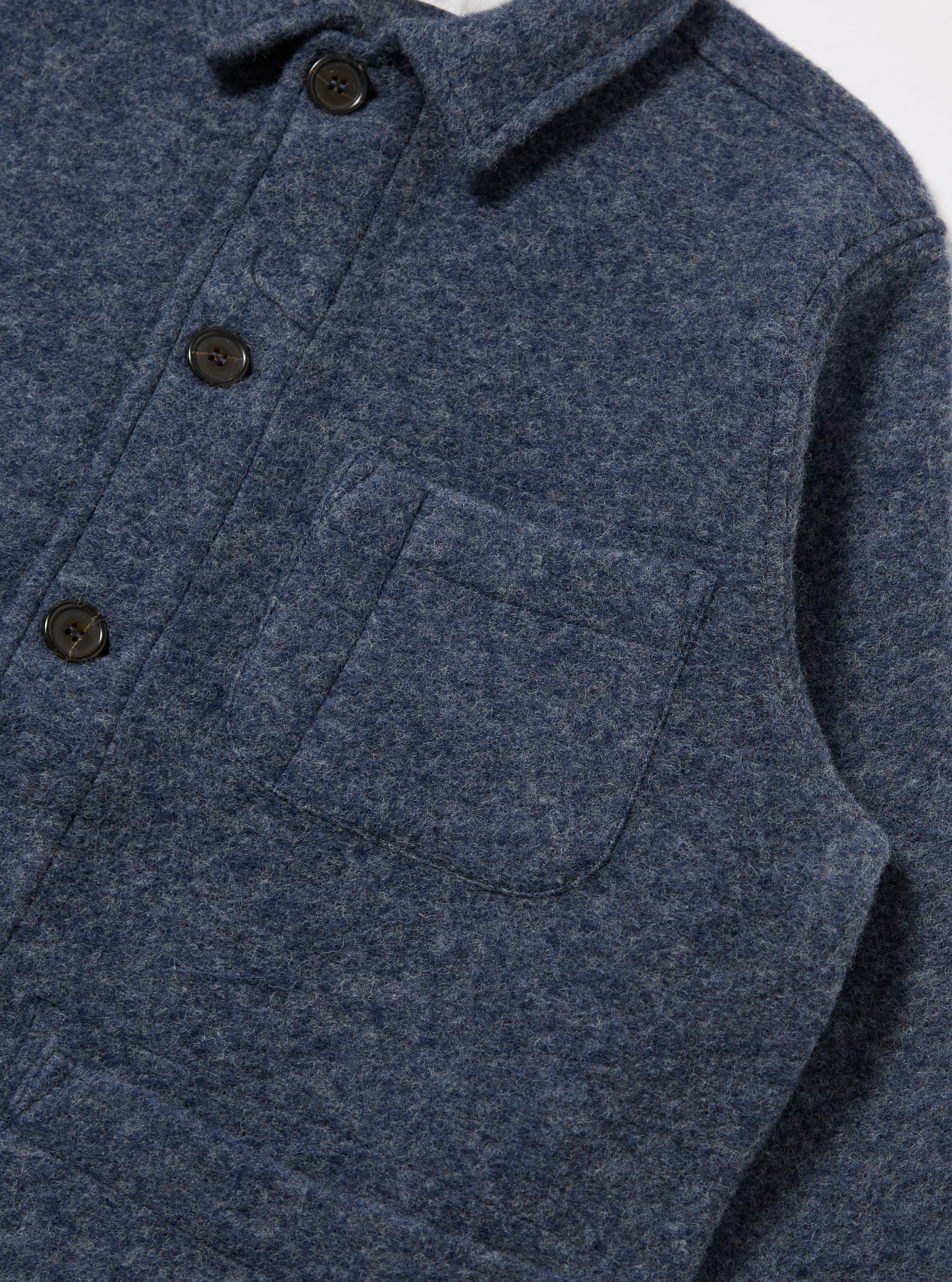 Slate Blue Wool Fleece Field Jacket