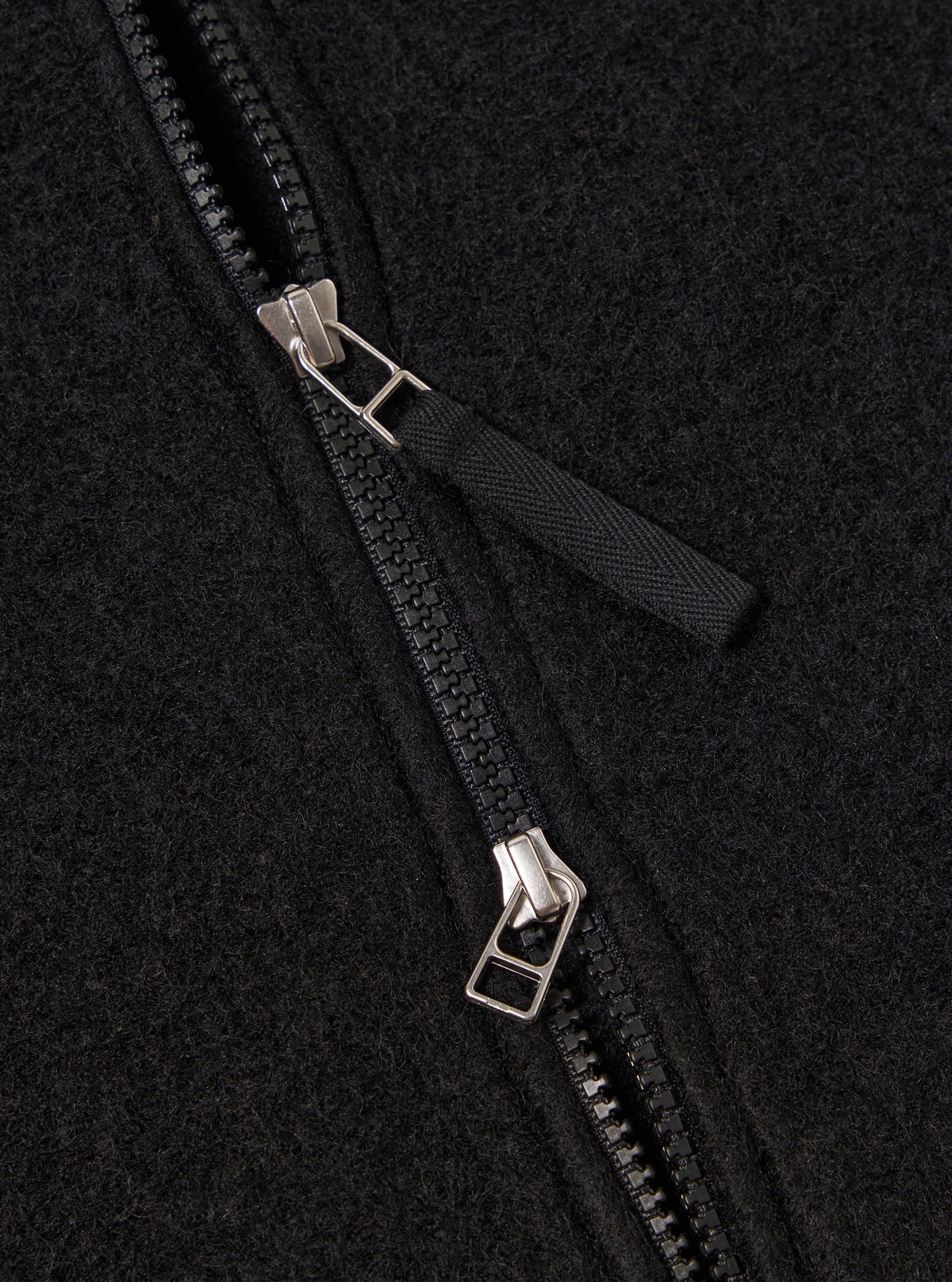 Black Wool Fleece Zip Bomber