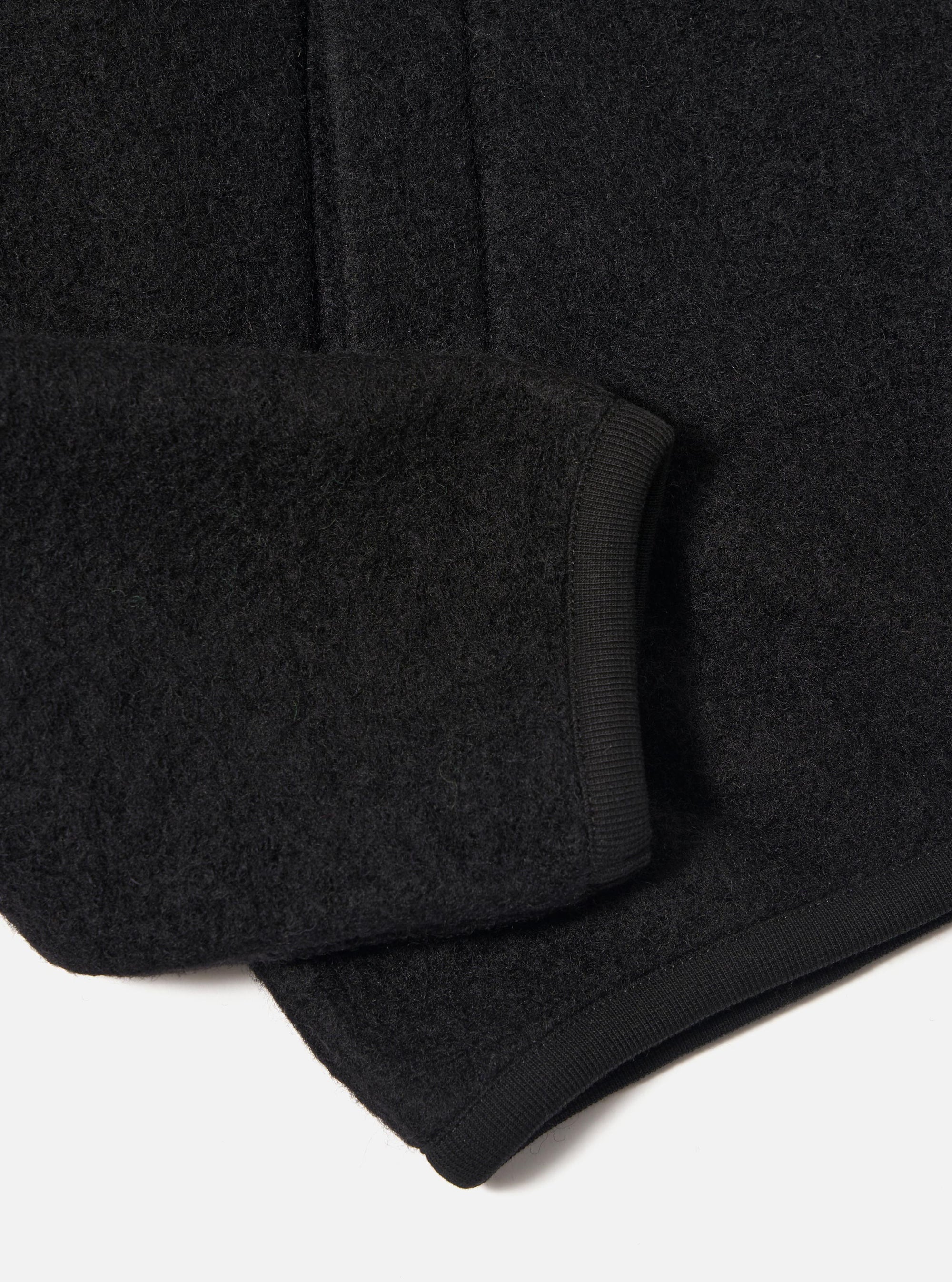 Black Wool Fleece Zip Bomber