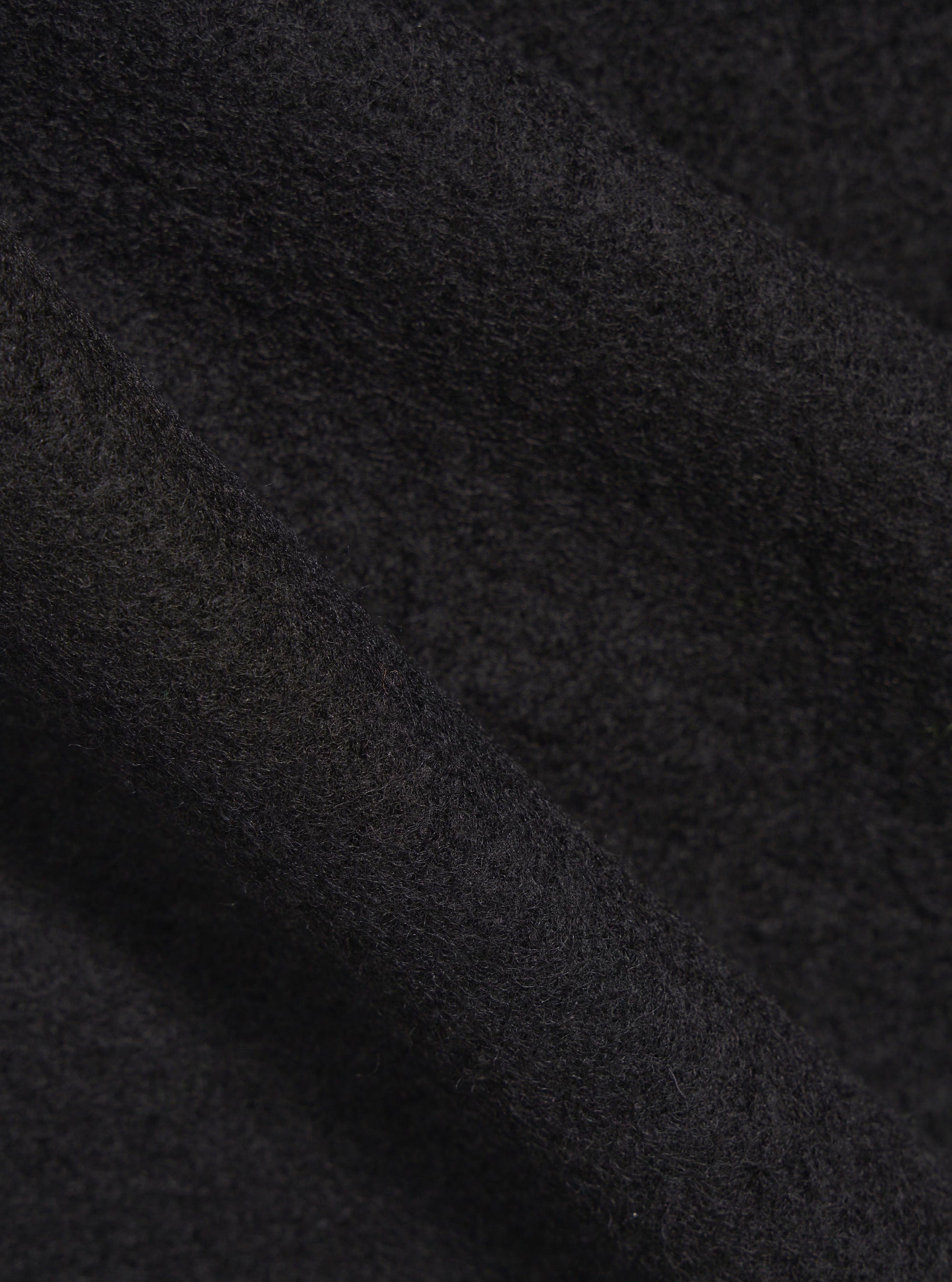 Black Wool Fleece Zip Bomber