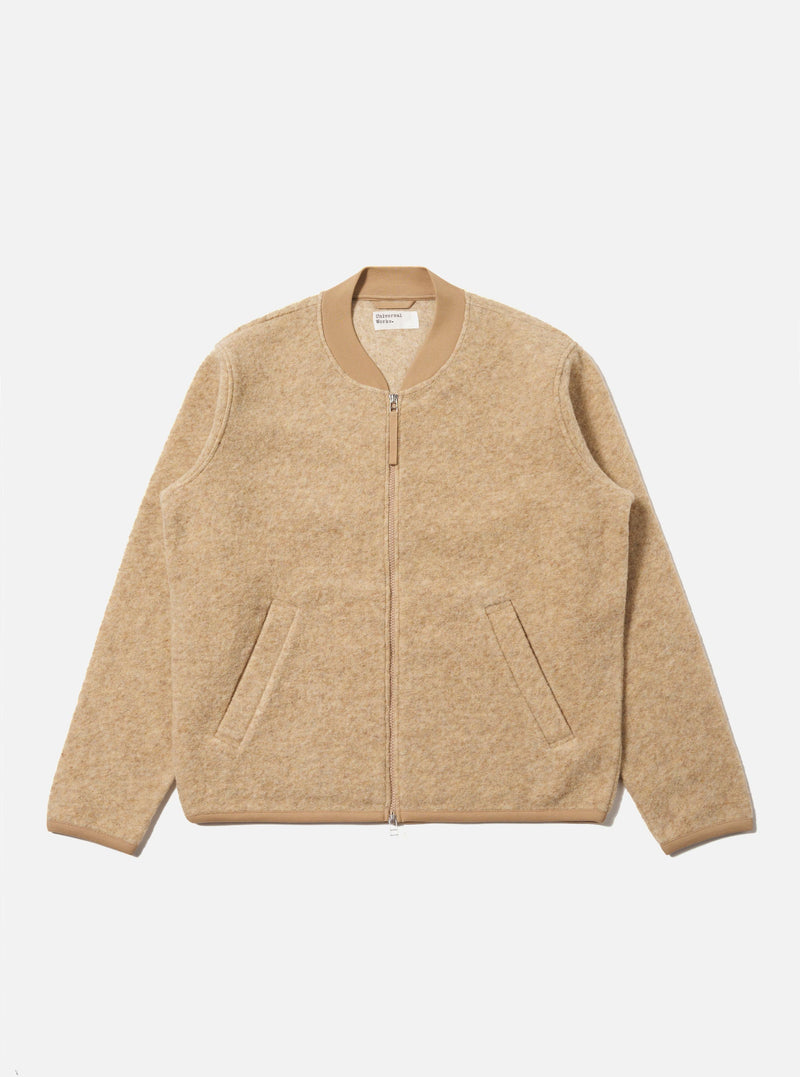 Fawn Wool Fleece Zip Bomber