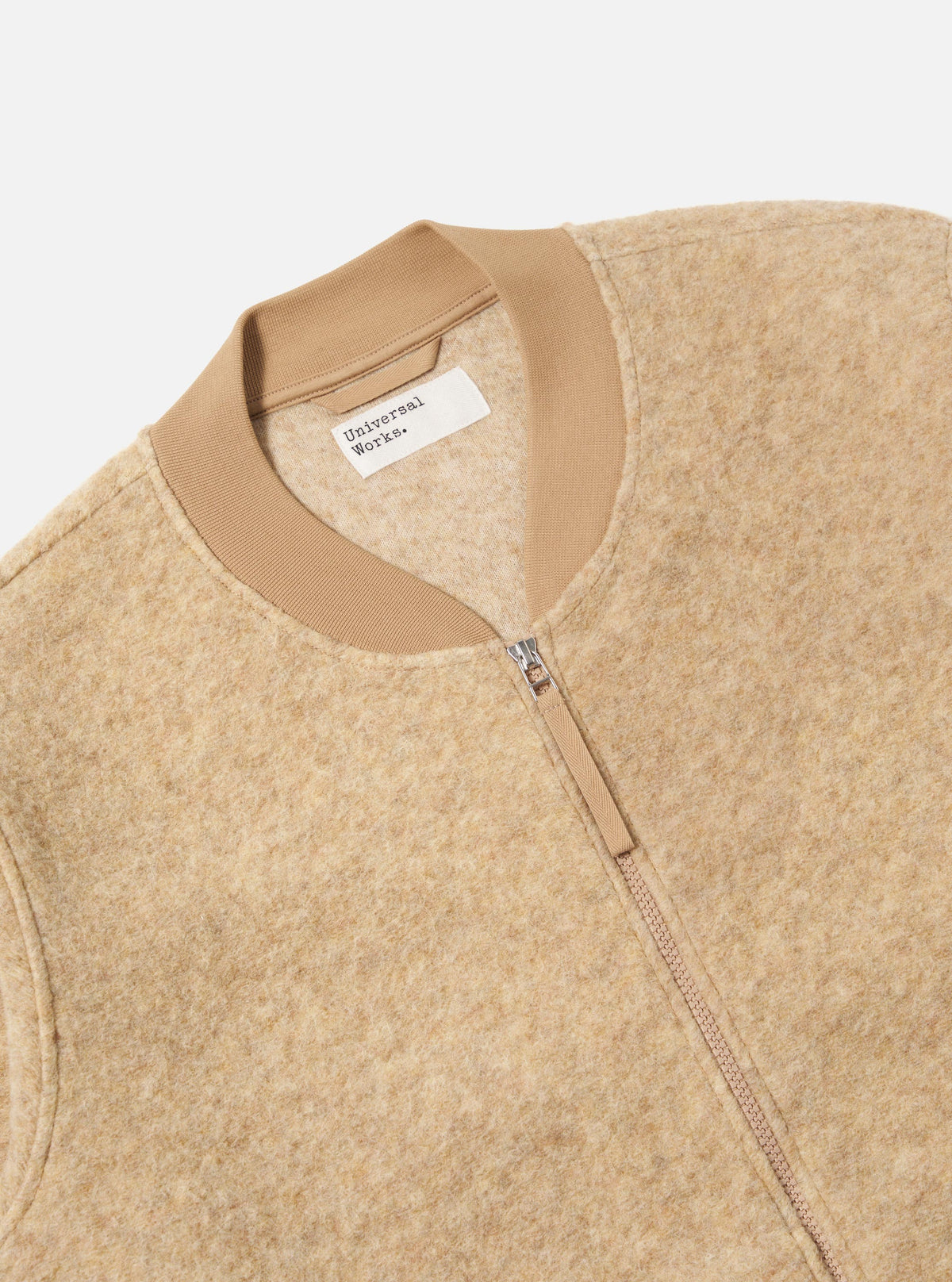Fawn Wool Fleece Zip Bomber
