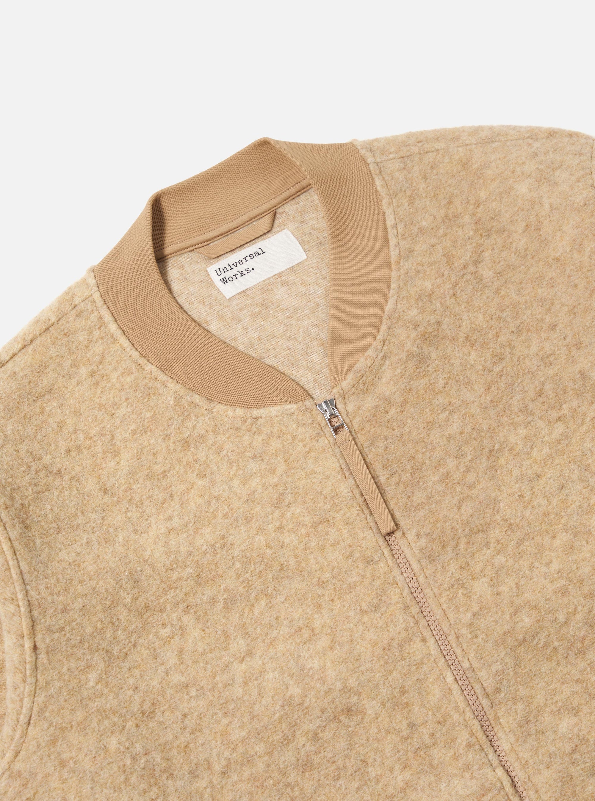 Fawn Wool Fleece Zip Bomber