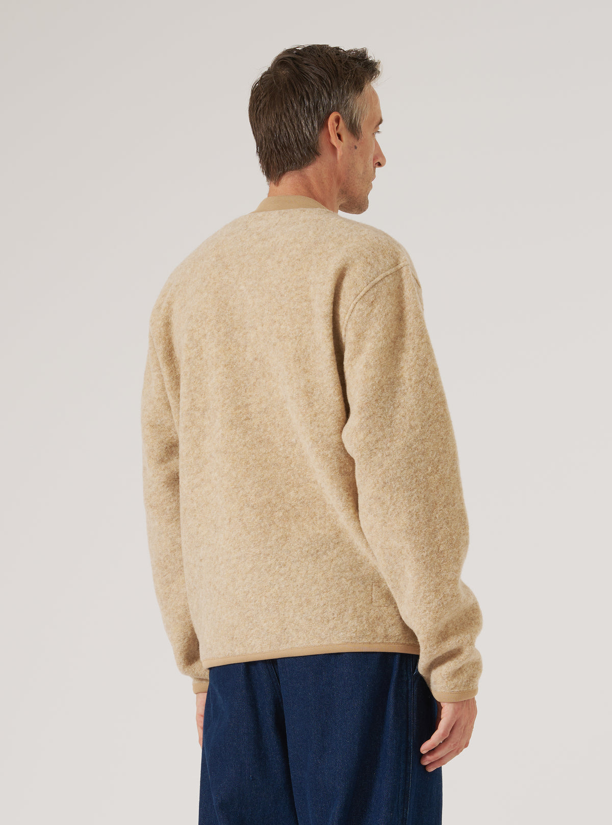 Fawn Wool Fleece Zip Bomber