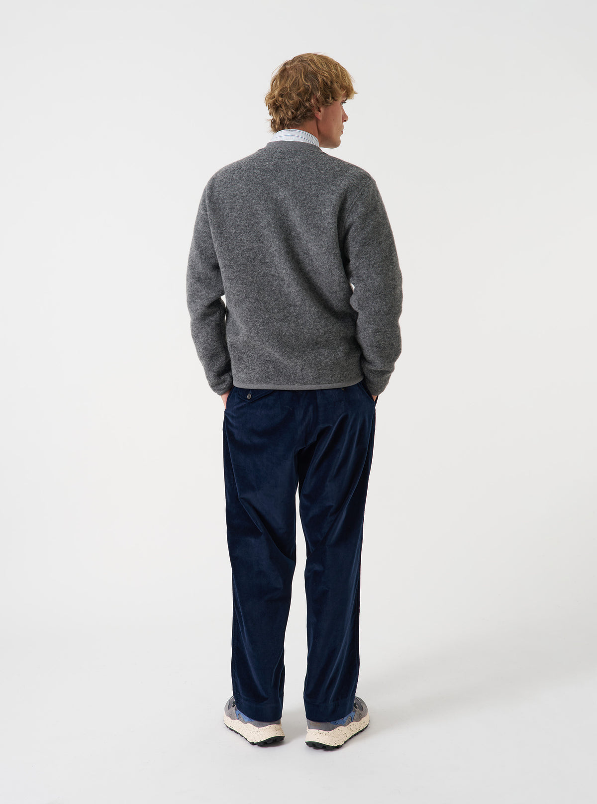 Grey Marl Wool Fleece Zip Bomber Jacket