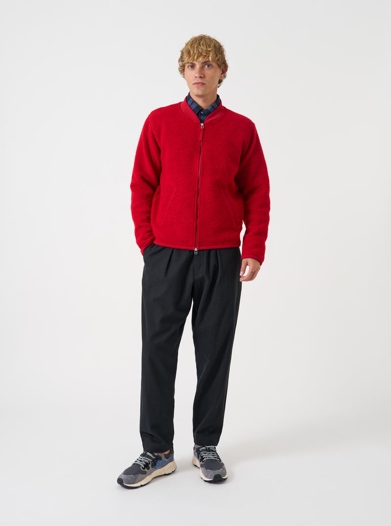 Scarlet Wool Fleece Zip Bomber