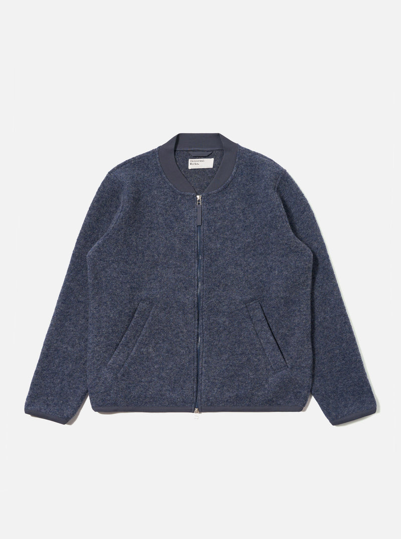 Slate Blue Wool Fleece Zip Bomber
