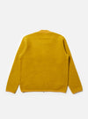 Back view of the Yellow Wool Fleece Zip Bomber on a white background. The bomber is a vibrant yellow with a soft, textured wool fleece. Ribbed collar and cuffs add detail.