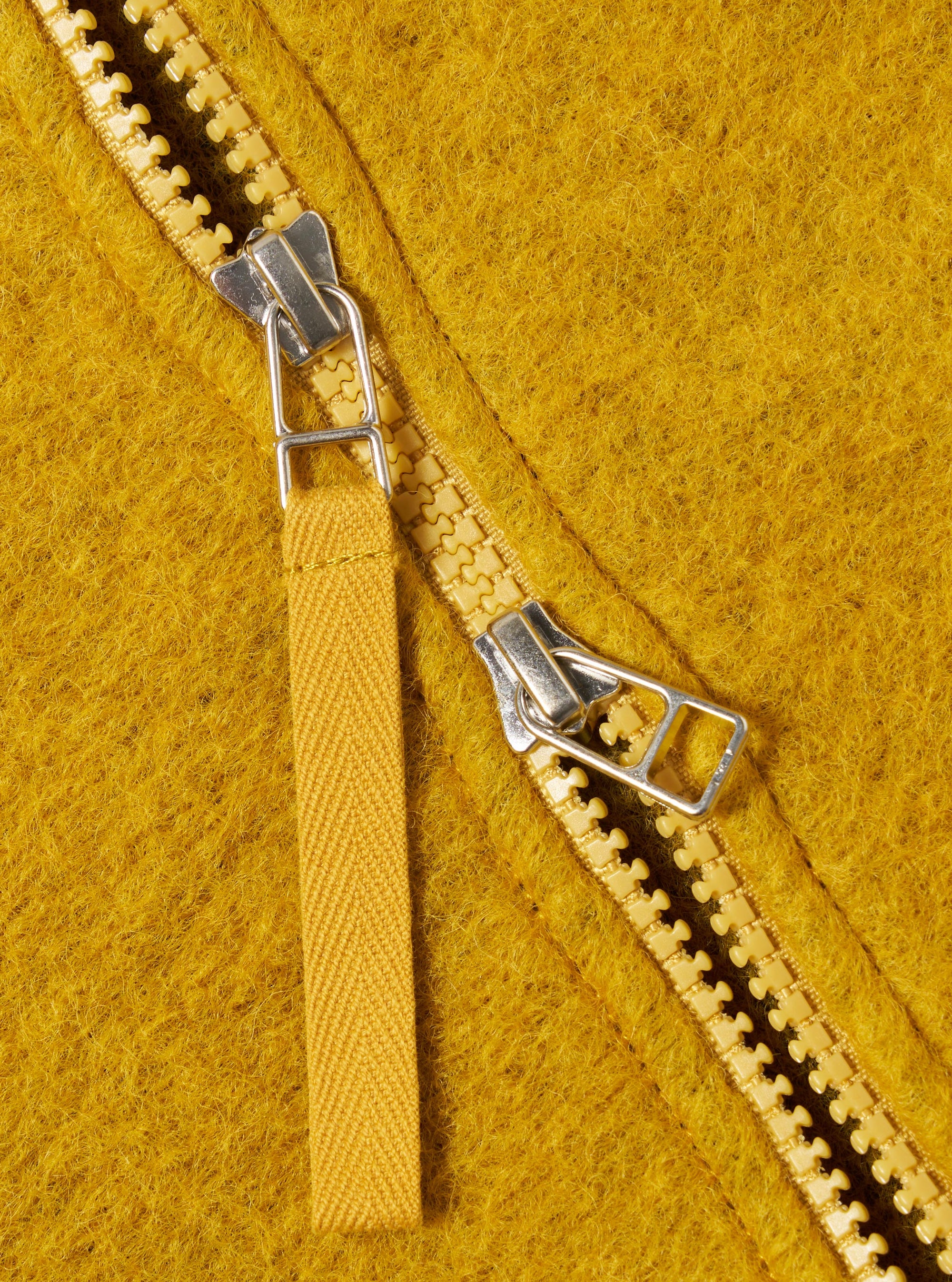 Yellow Wool Fleece Zip Bomber