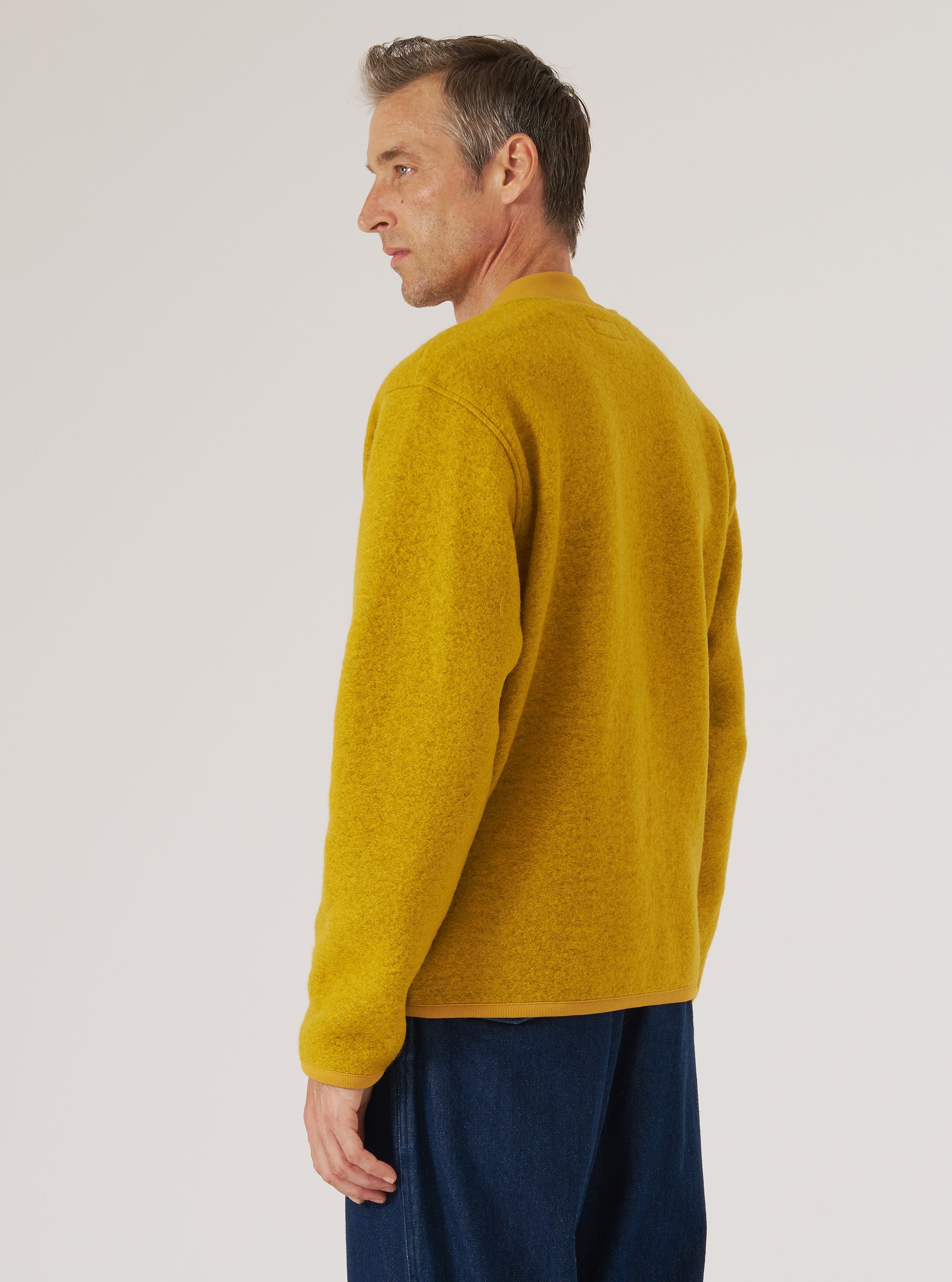 Yellow Wool Fleece Zip Bomber