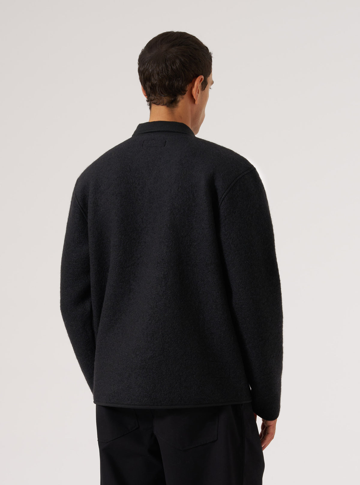 Black Wool Fleece Zip Liner Jacket