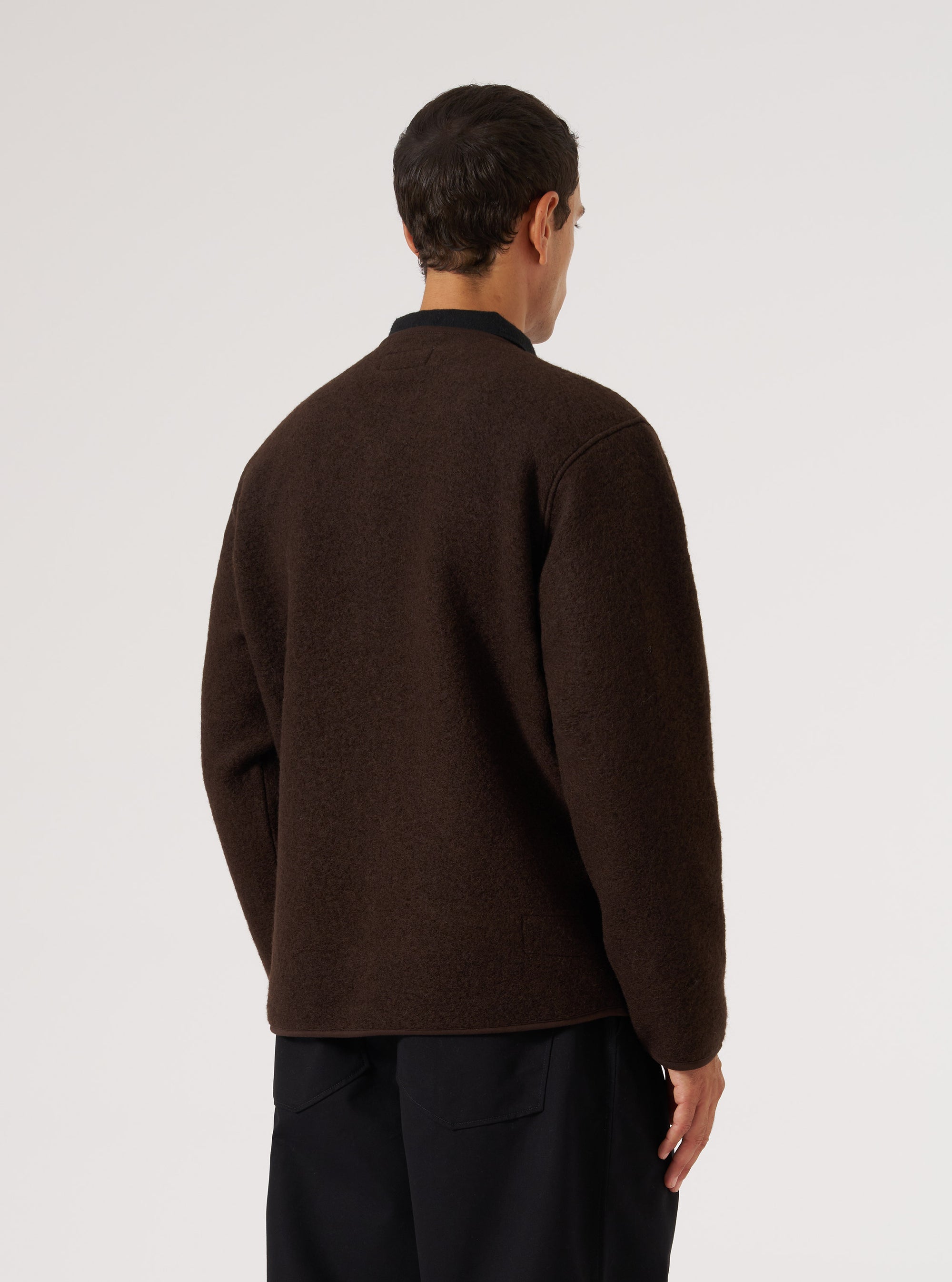 Brown Wool Fleece Zip Liner Jacket