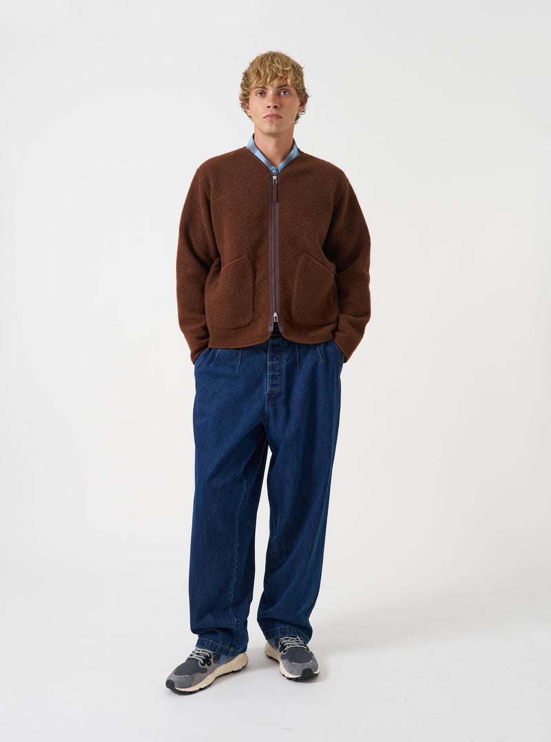 Cacao Wool Fleece Zip Liner Jacket