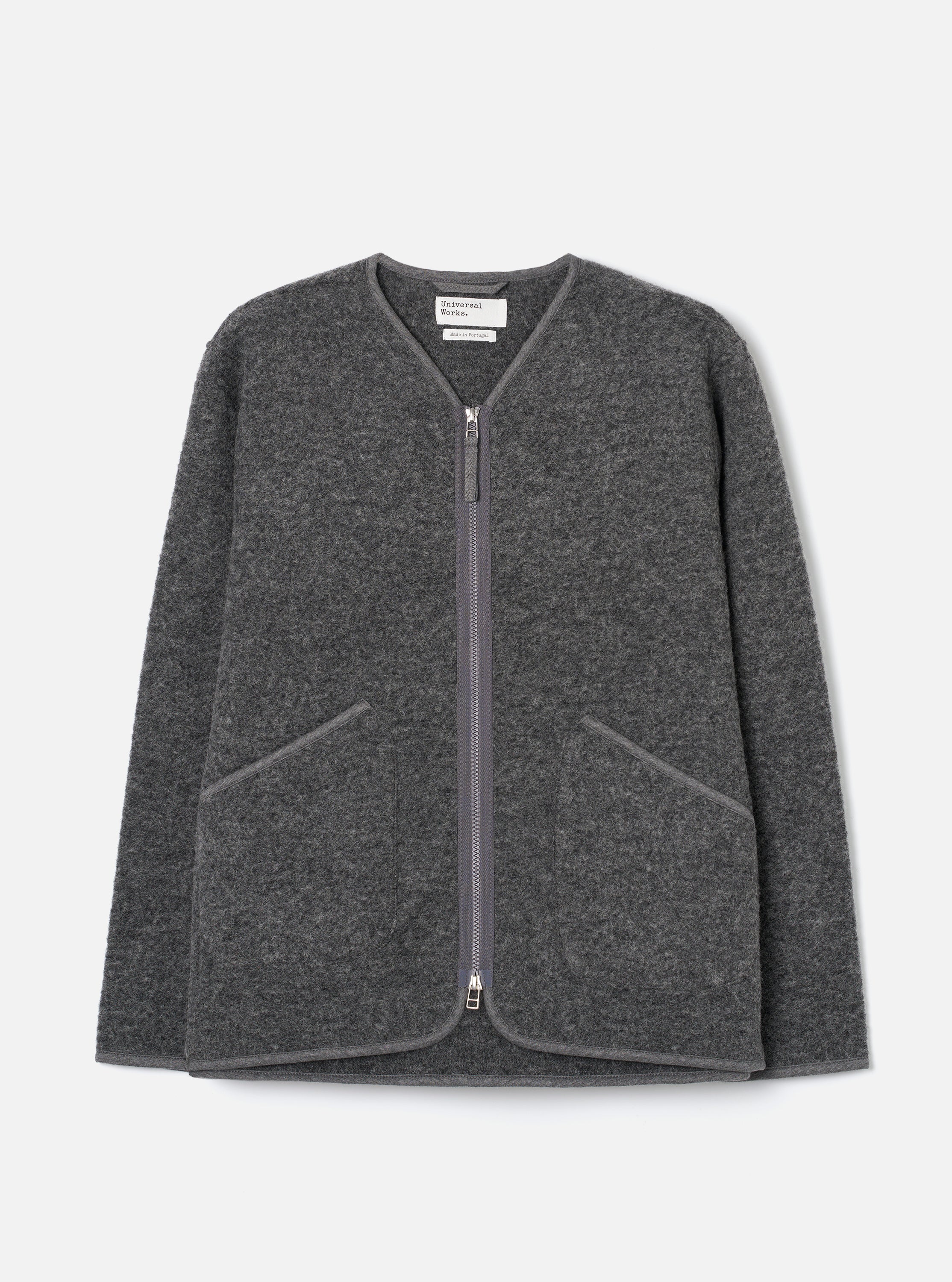 Men's Grey Marl Wool Fleece Zip Liner Jacket – Universal Works