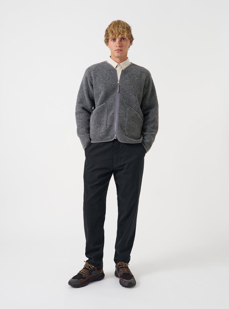 Grey Marl Wool Fleece Zip Liner Jacket