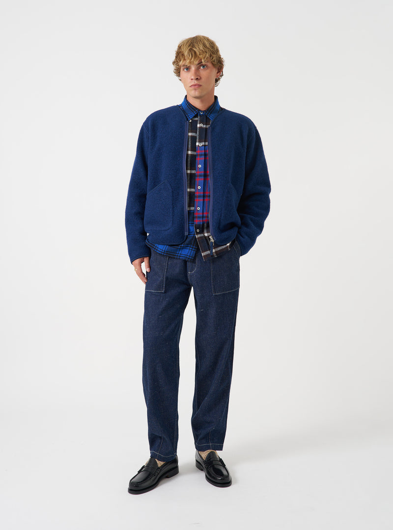 Indigo Wool Fleece Zip Liner Jacket