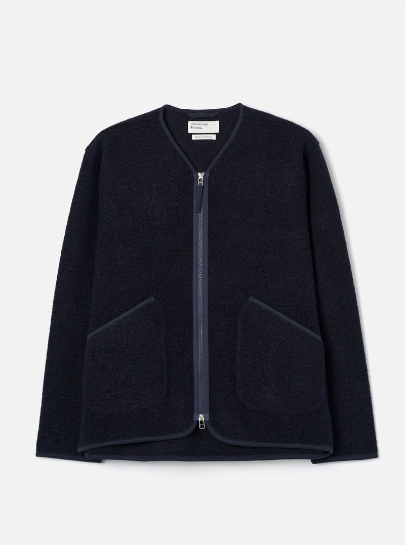 Navy Wool Fleece Zip Liner Jacket