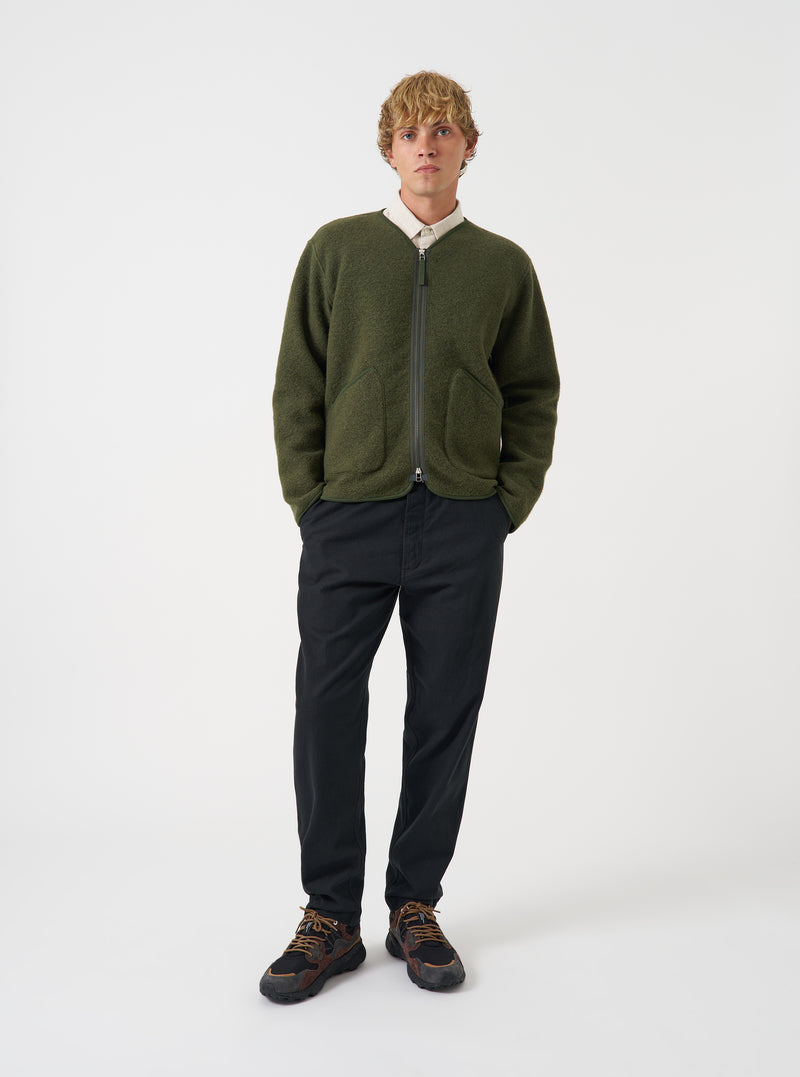 Olive Wool Fleece Zip Liner Jacket