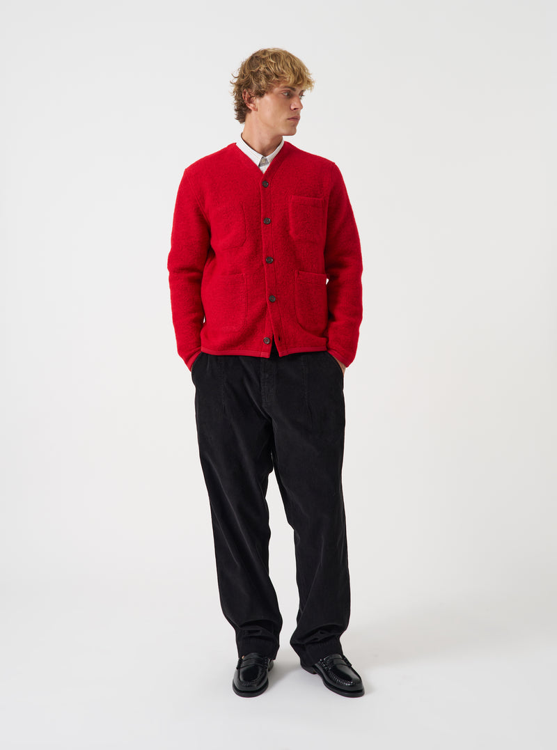 Scarlet Wool Fleece Cardigan