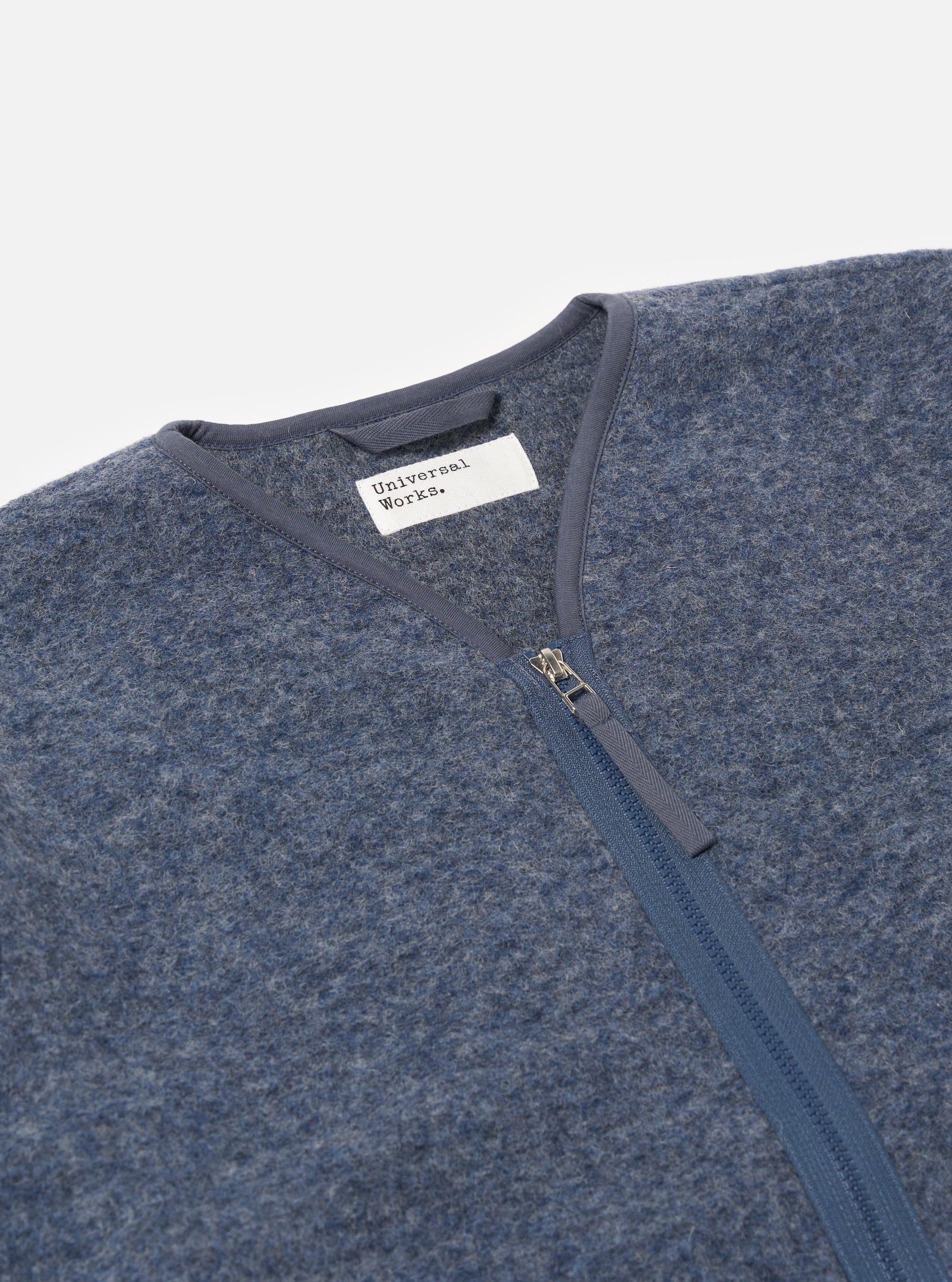 Slate Blue Wool Fleece Zip Liner Jacket