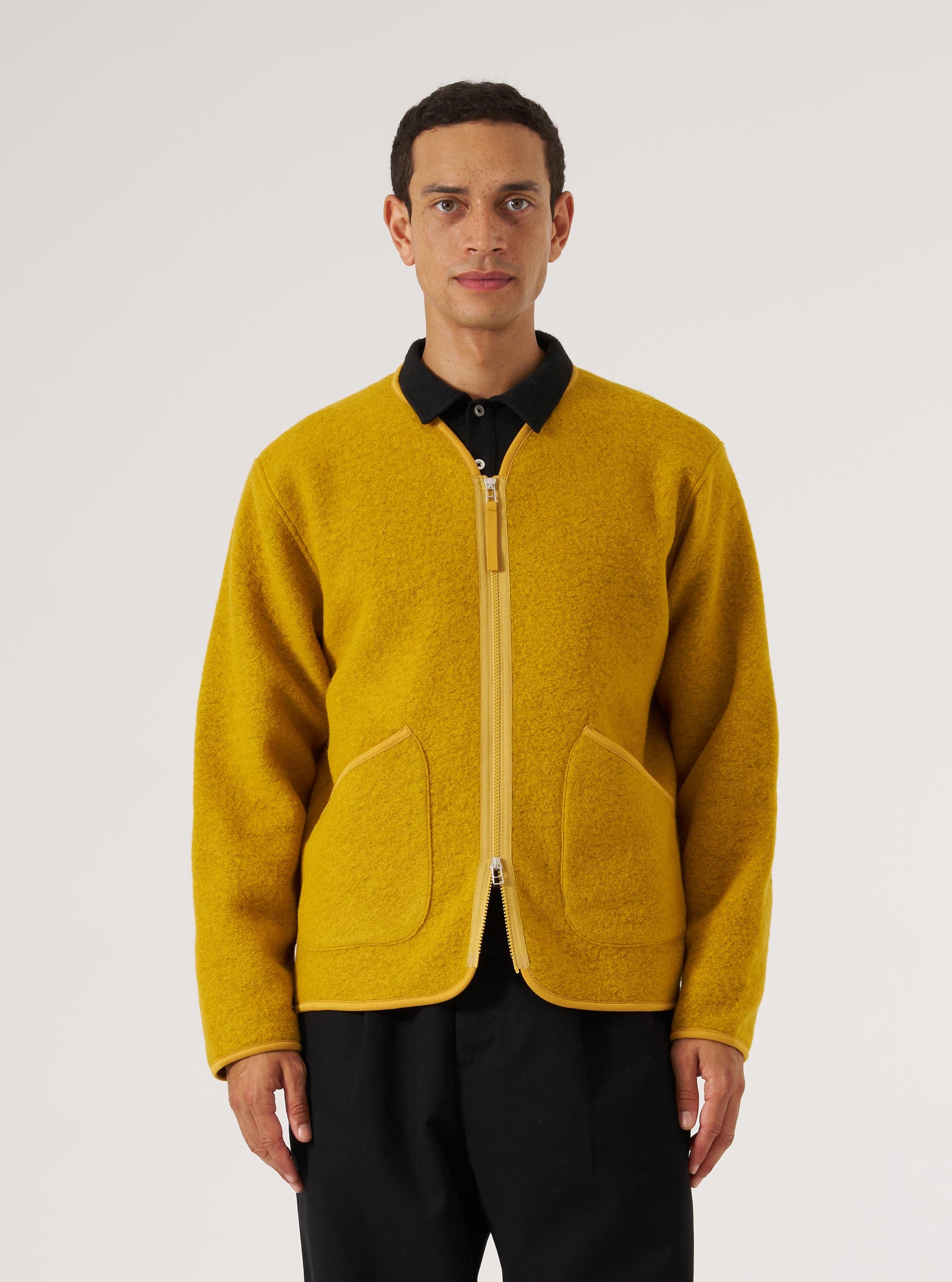 Yellow Wool Fleece Zip Liner Jacket