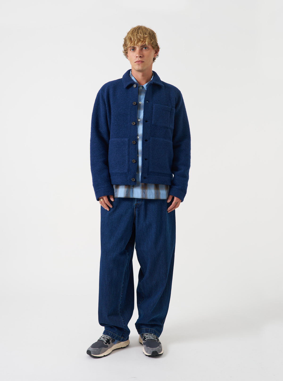 Indigo Wool Fleece Uniform Jacket