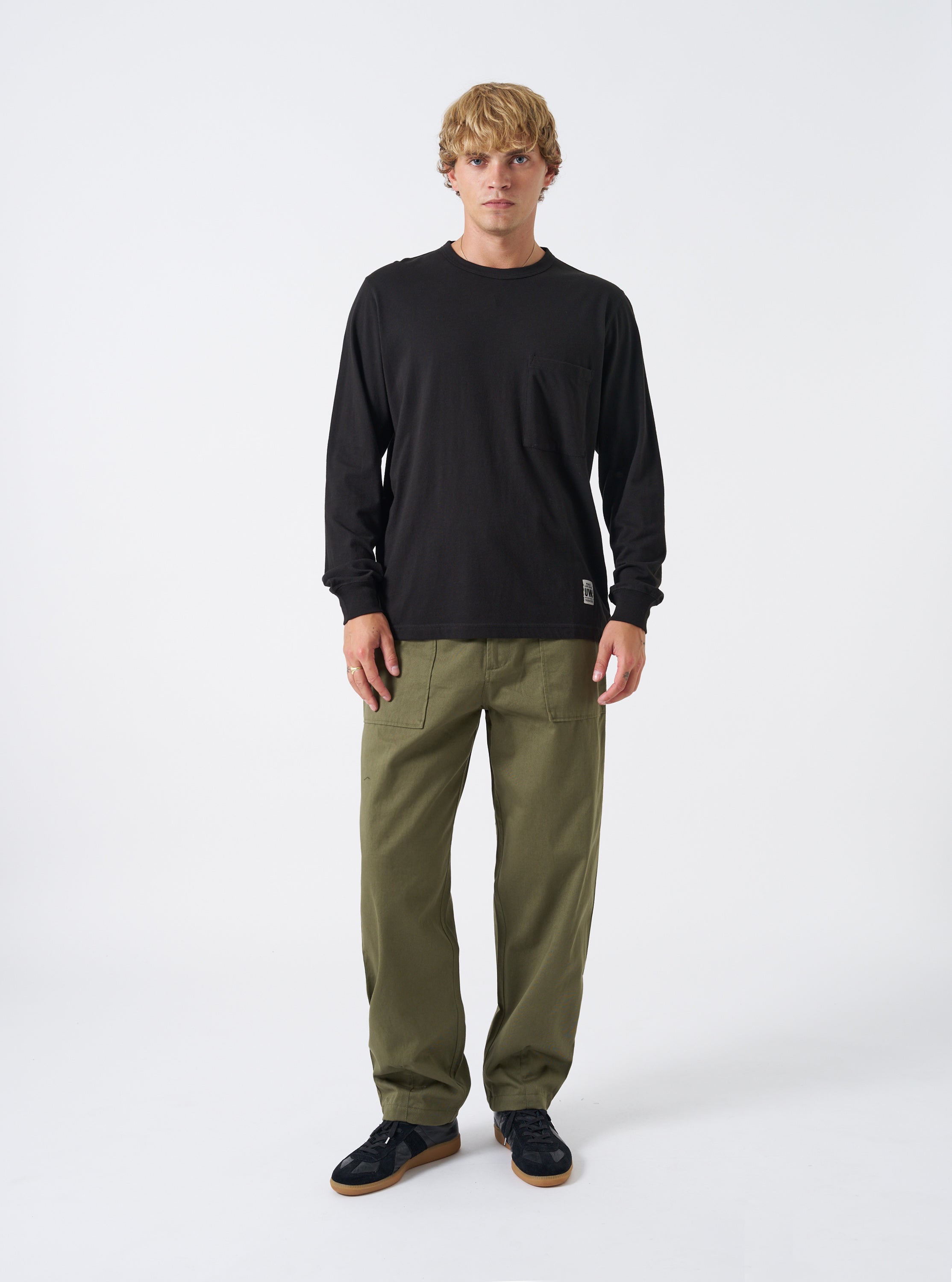 Men's Black Single Jersey L/S Core Pocket Tee – Universal Works