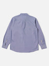The back of a Blue Oxford Daybrook Shirt laid flat on a white surface. The long-sleeved shirt has a button-down collar and a classic fit.